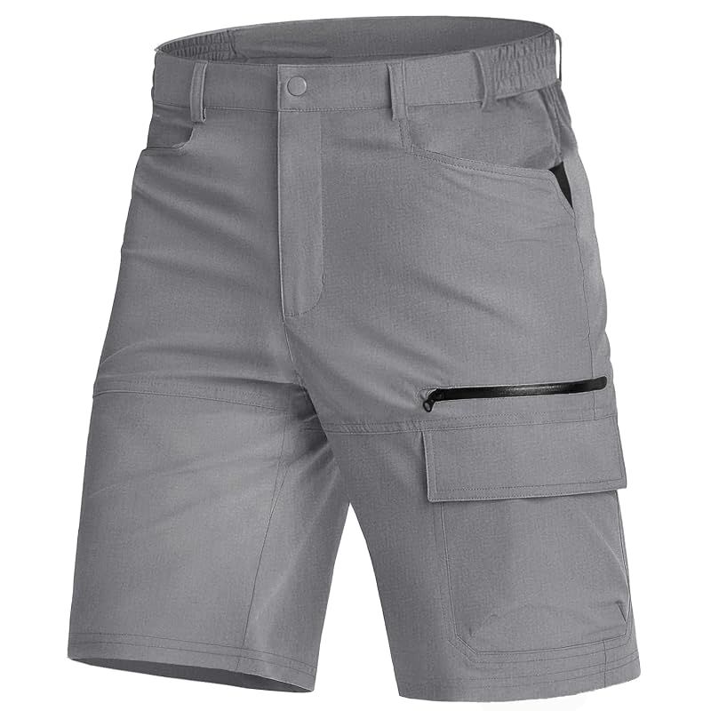 短パン メンズ 速乾 ゴルフウェア ハーフパンツ トレッキングパンツ 5分丈 ショートパンツ ナイロンカーゴパンツ 釣り半ズボン 大きいサイズ 夏服 涼しい ストレッチ グレー L