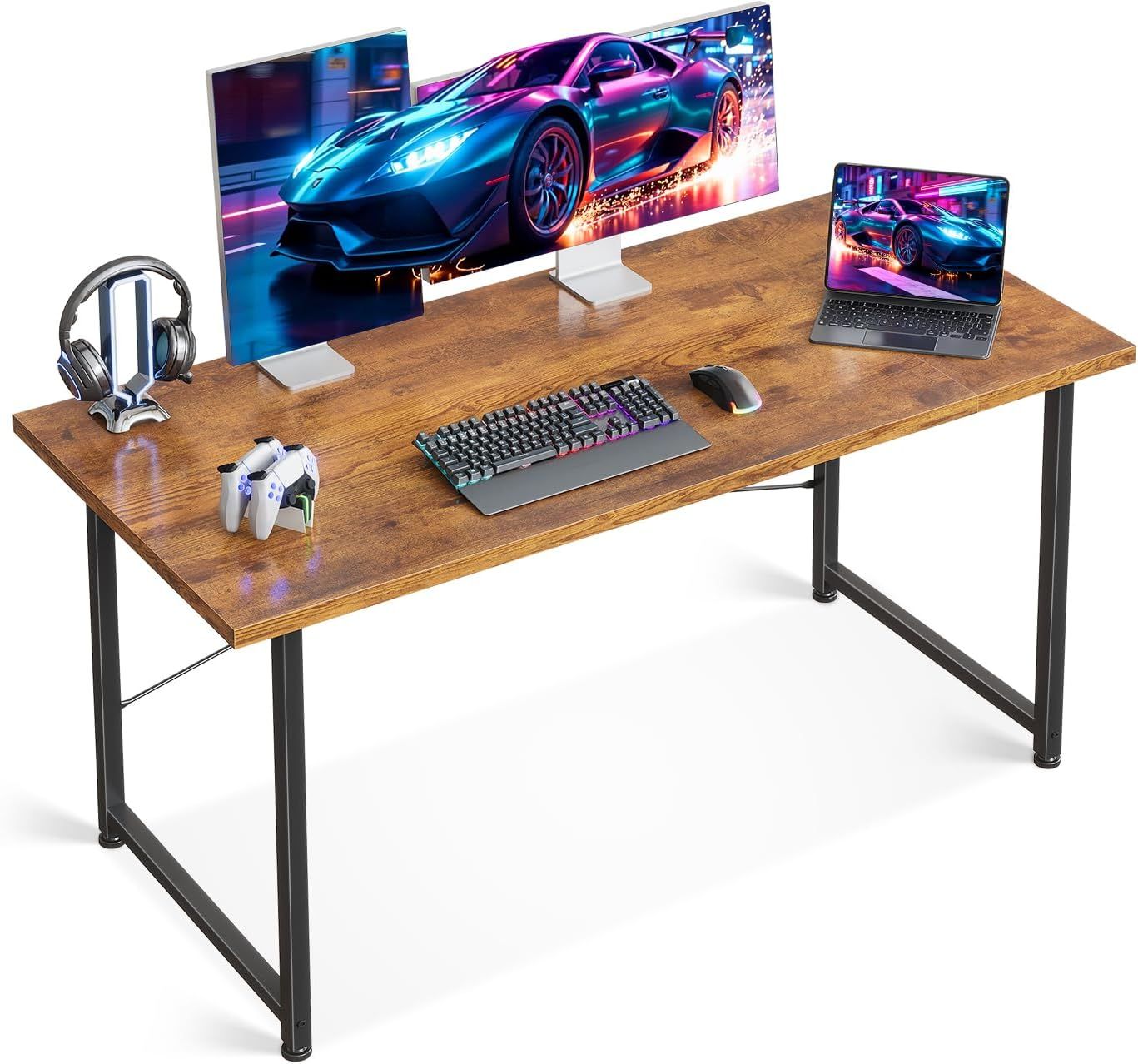 ODK パソコンデスクゲーミングデスク 机 pcデスク 幅120cm 桌子 ゲームデスク computer desk 在宅ワーク おしゃれ 組立簡単 ビンテージ