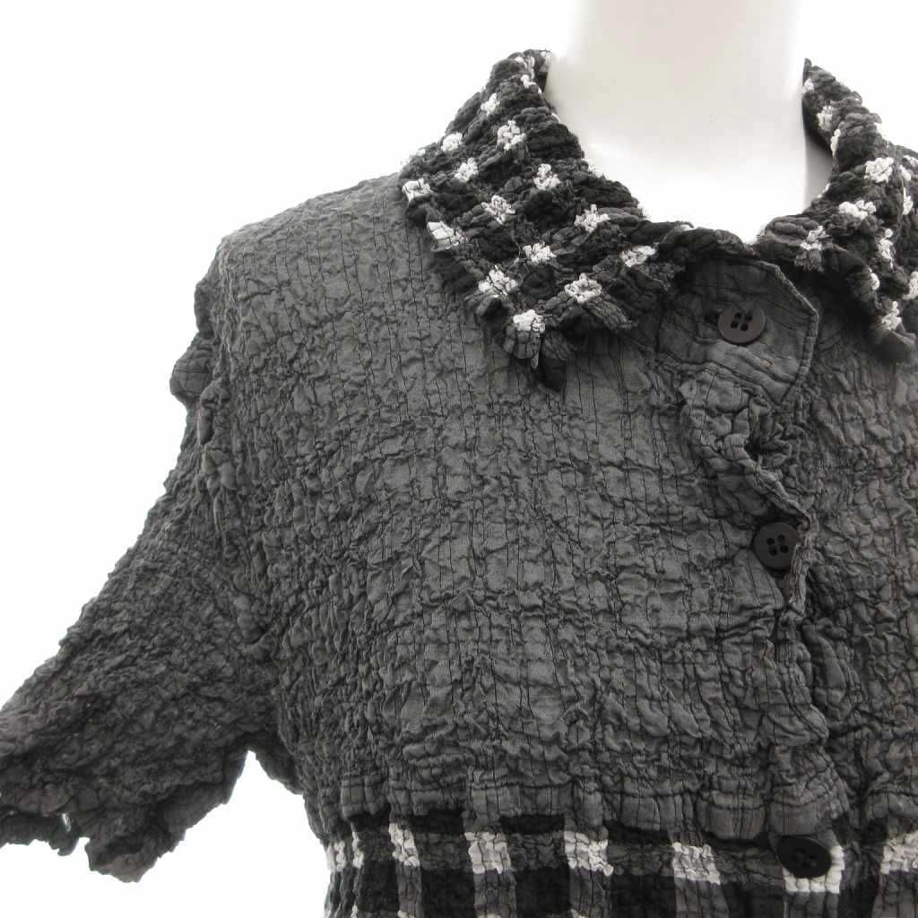 ミーイッセイミヤケ me ISSEY MIYAKE カリフラワー切替チェックシャツ