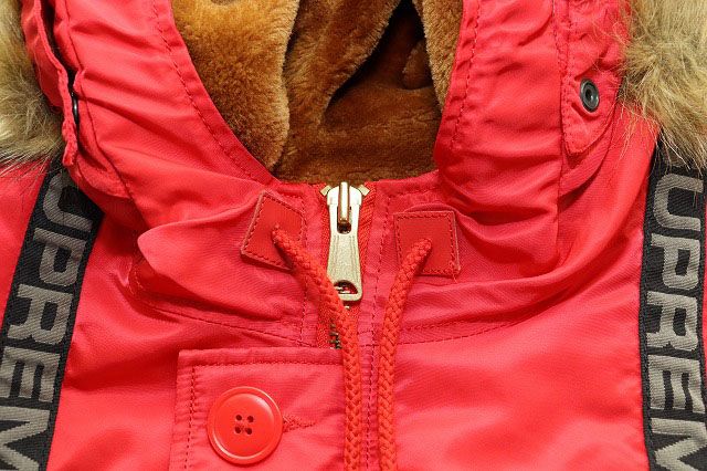 シュプリーム SUPREME 18AW LOGO TAPE N-3B PARKA RED L ロゴ テープ 