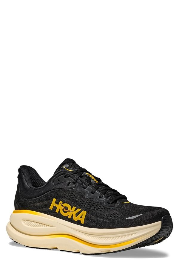 ホカオネオネ メンズ シューズ スニーカー HOKA Bondi 9 Running Shoe Carbon Black Yellow Gold ブラック