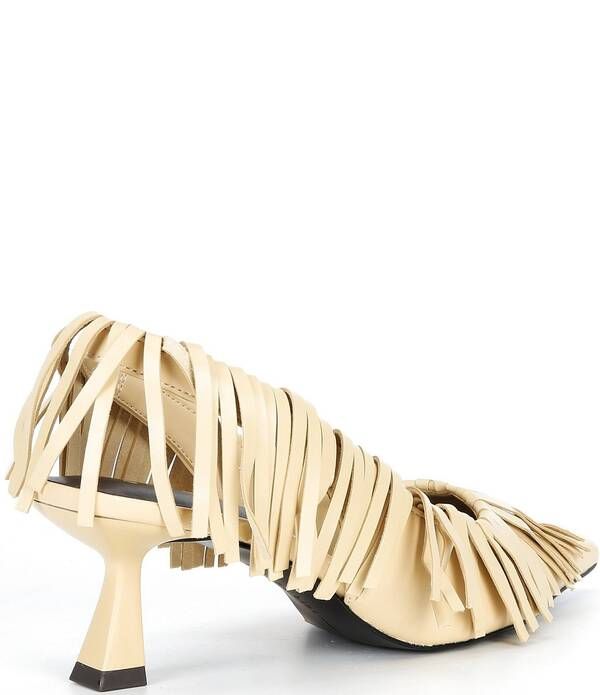ジャンビニ レディース シューズ ヒール レザー フリンジ Gianni Bini Warrick Leather Fringe Slingback Pumps Margarine