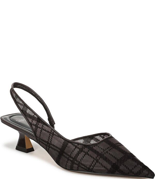 フランコサルト レディース シューズ ヒール メッシュ Sarto by Franco Sarto Devin Plaid Mesh Pointed Toe Slingback Pumps Brown