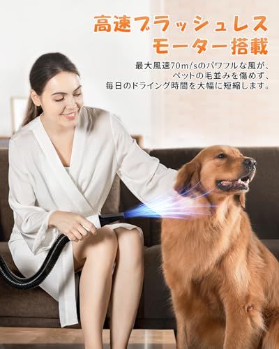 Petaboo ペット ドライヤー【ハイパワー風力で速乾 静電気除去 大風量