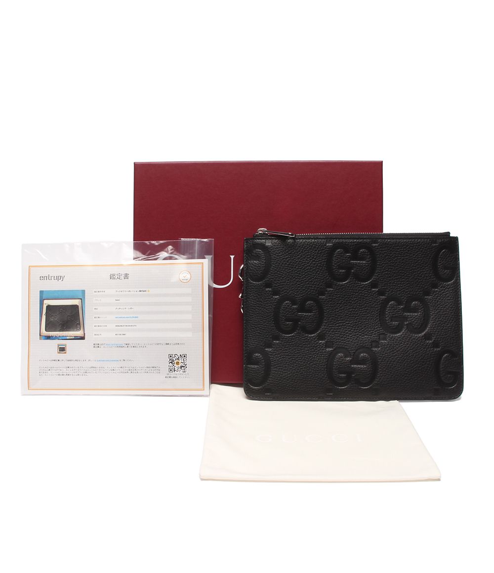 美品✨GUCCI クラッチバッグ　ポーチ　シボレザー　インターロッキング　白 美品 グッチ クラッチバッグ ポーチ ジャンボGG 821102 2067 メンズ