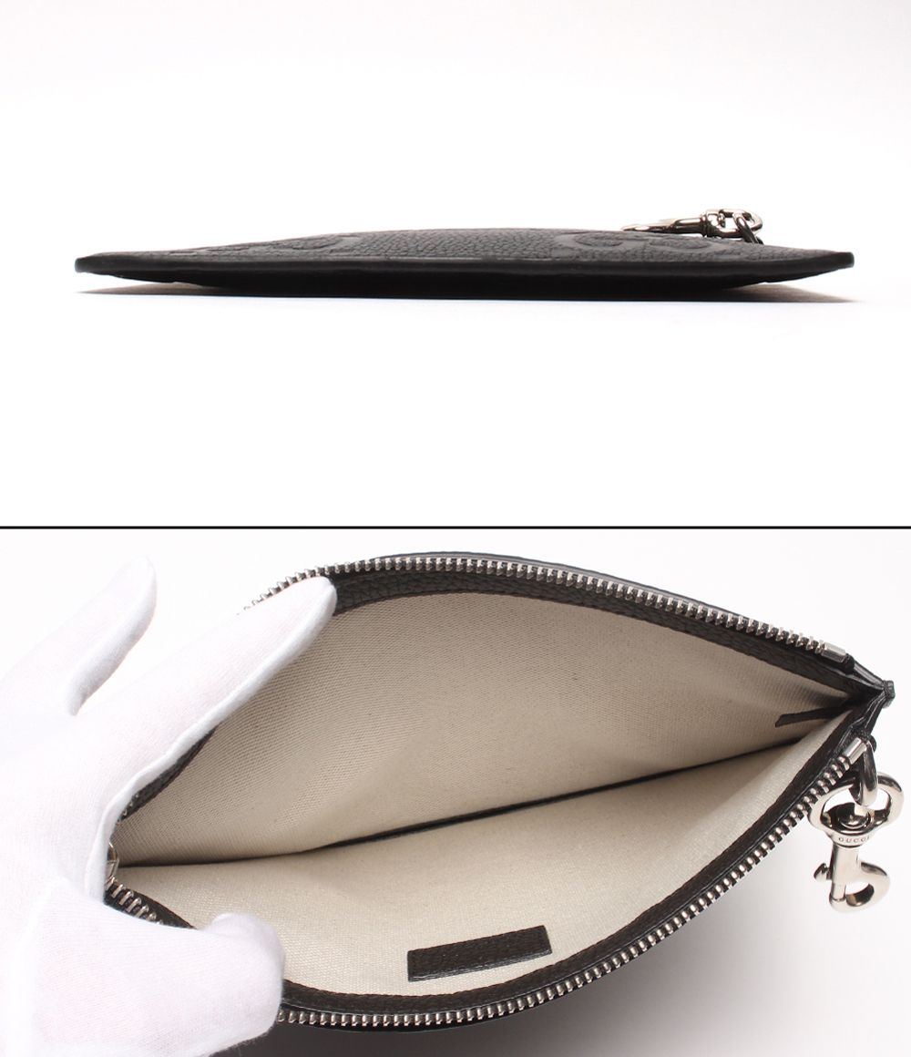 美品✨GUCCI クラッチバッグ　ポーチ　シボレザー　インターロッキング　白 美品 グッチ クラッチバッグ ポーチ ジャンボGG 821102 2067 メンズ