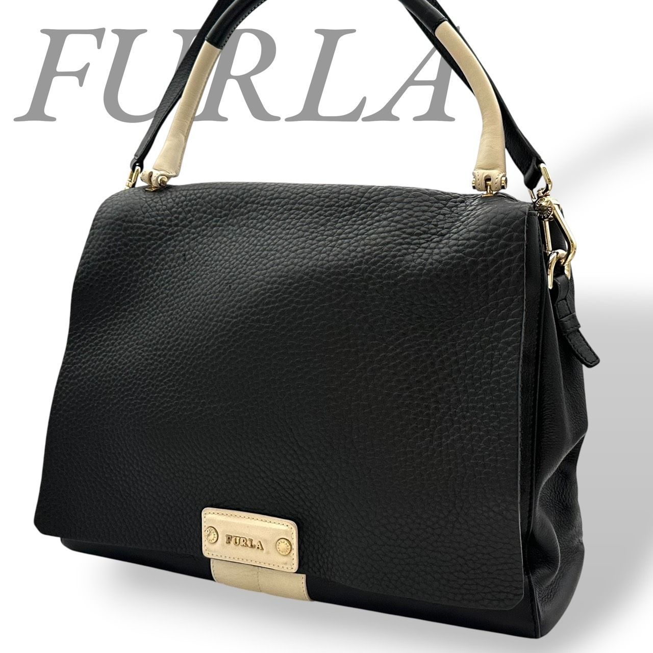 B5679】 FURLA フルラ ショルダーバッグ 2way 斜め掛け ブラック 