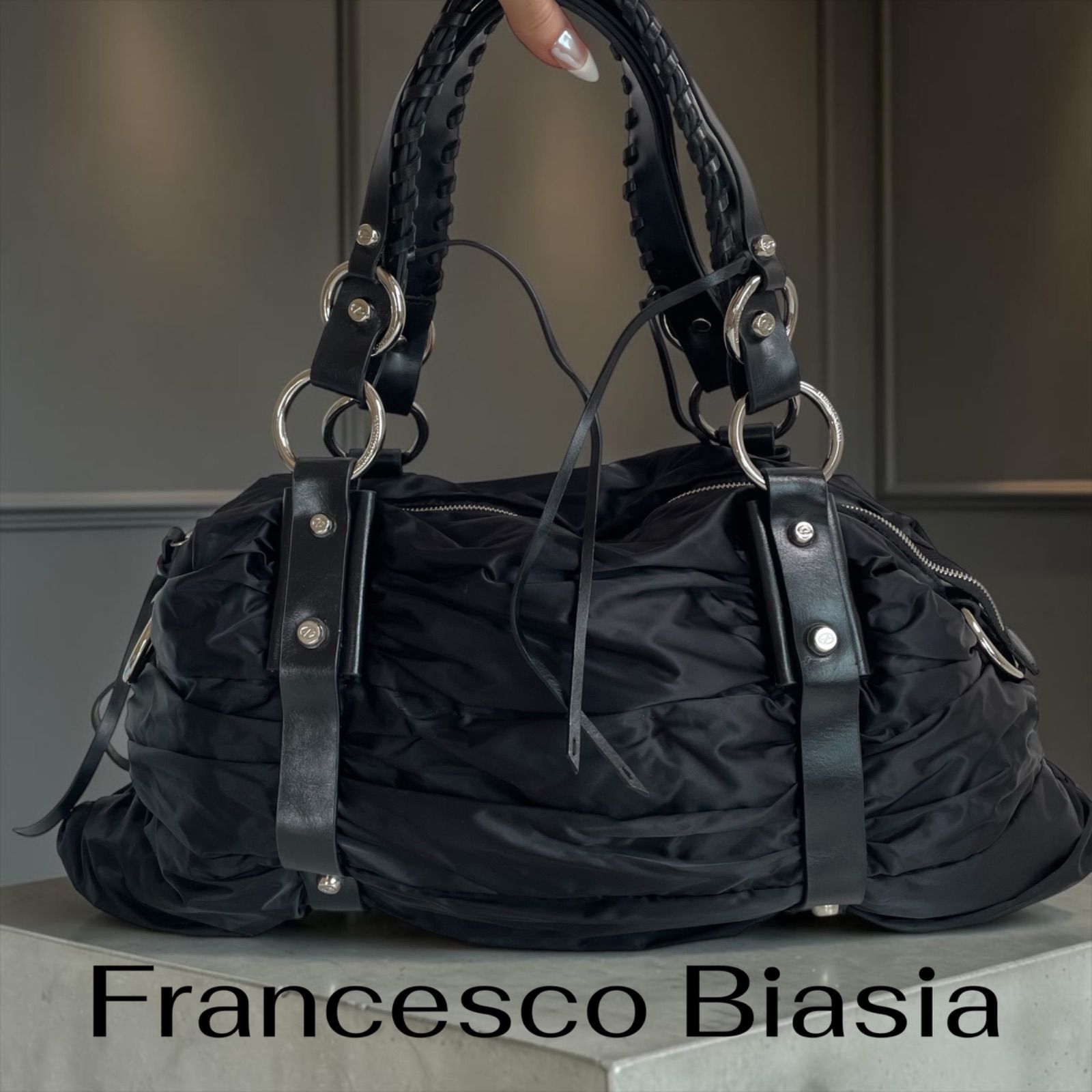 Francesco Biasia ブラック ショルダーバッグ トート Y2K - メルカリ