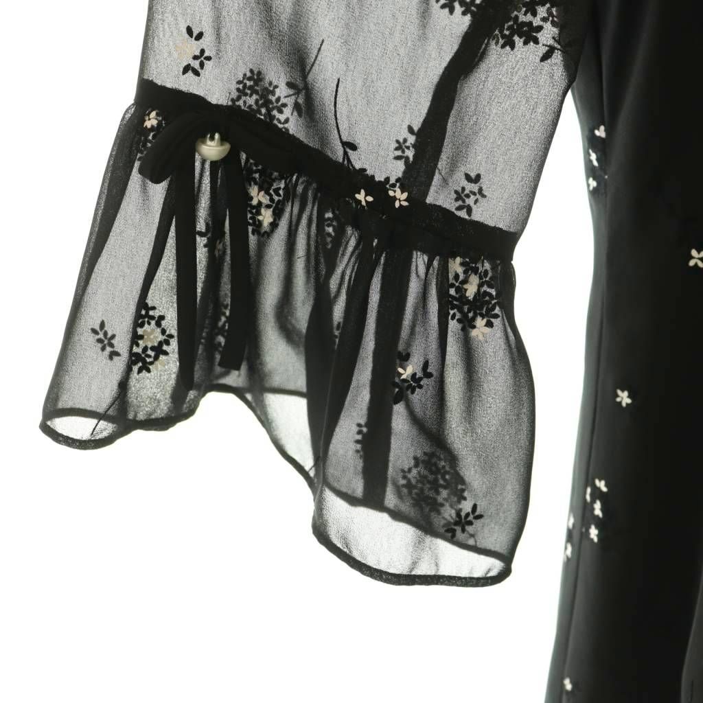 エムズグレイシー M'S GRACY 花柄クロッキーワンピース ロング 長袖 40