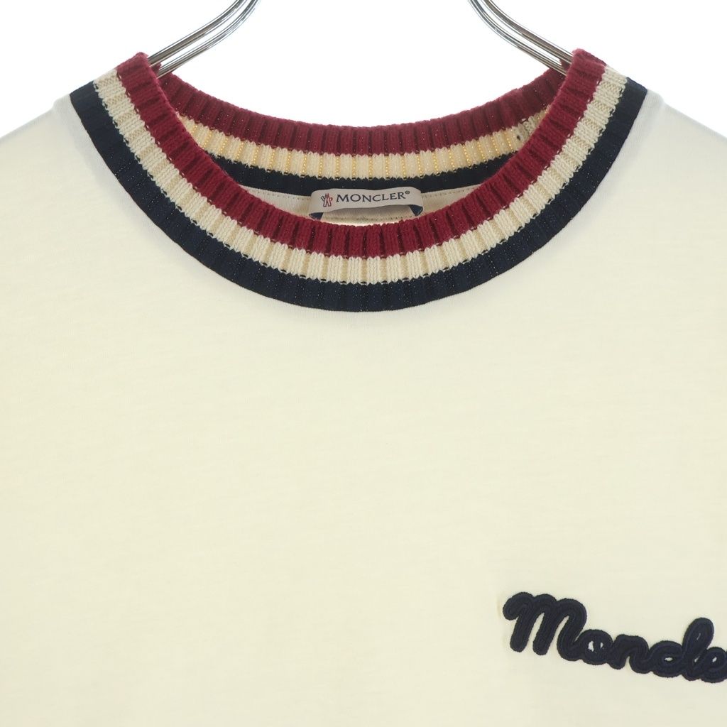 MONCLER (モンクレール) 25AW ロゴ刺繍 ストライプリブネック コットン