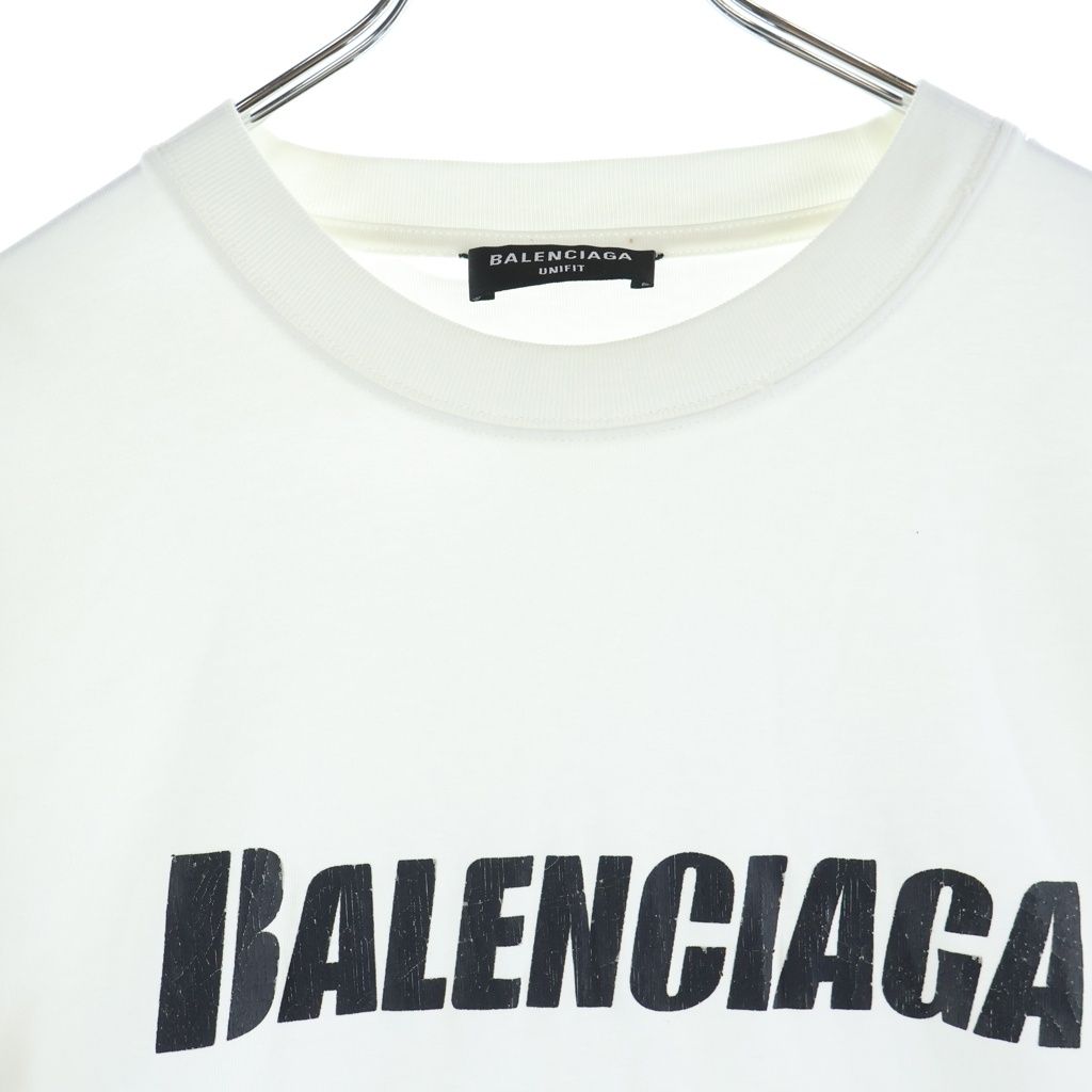 BALENCIAGA (バレンシアガ) デストロイ ロゴプリント 半袖 カットソー
