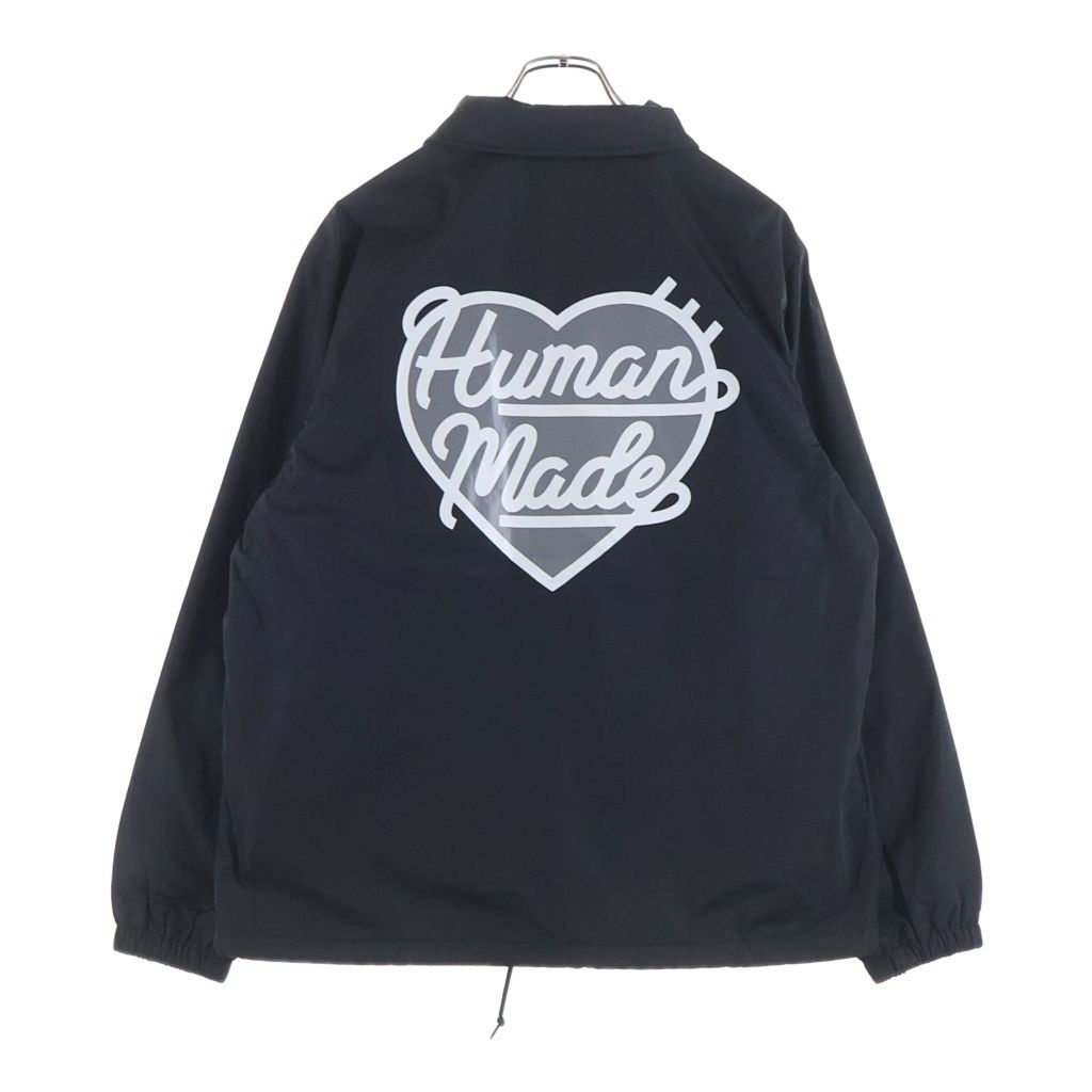 HUMAN MADE ヒューマンメイド ロゴ プリント ナイロン コーチジャケット ブラック HUMAN MADE (ヒューマンメイド) ロゴ プリント ナイロン コーチ