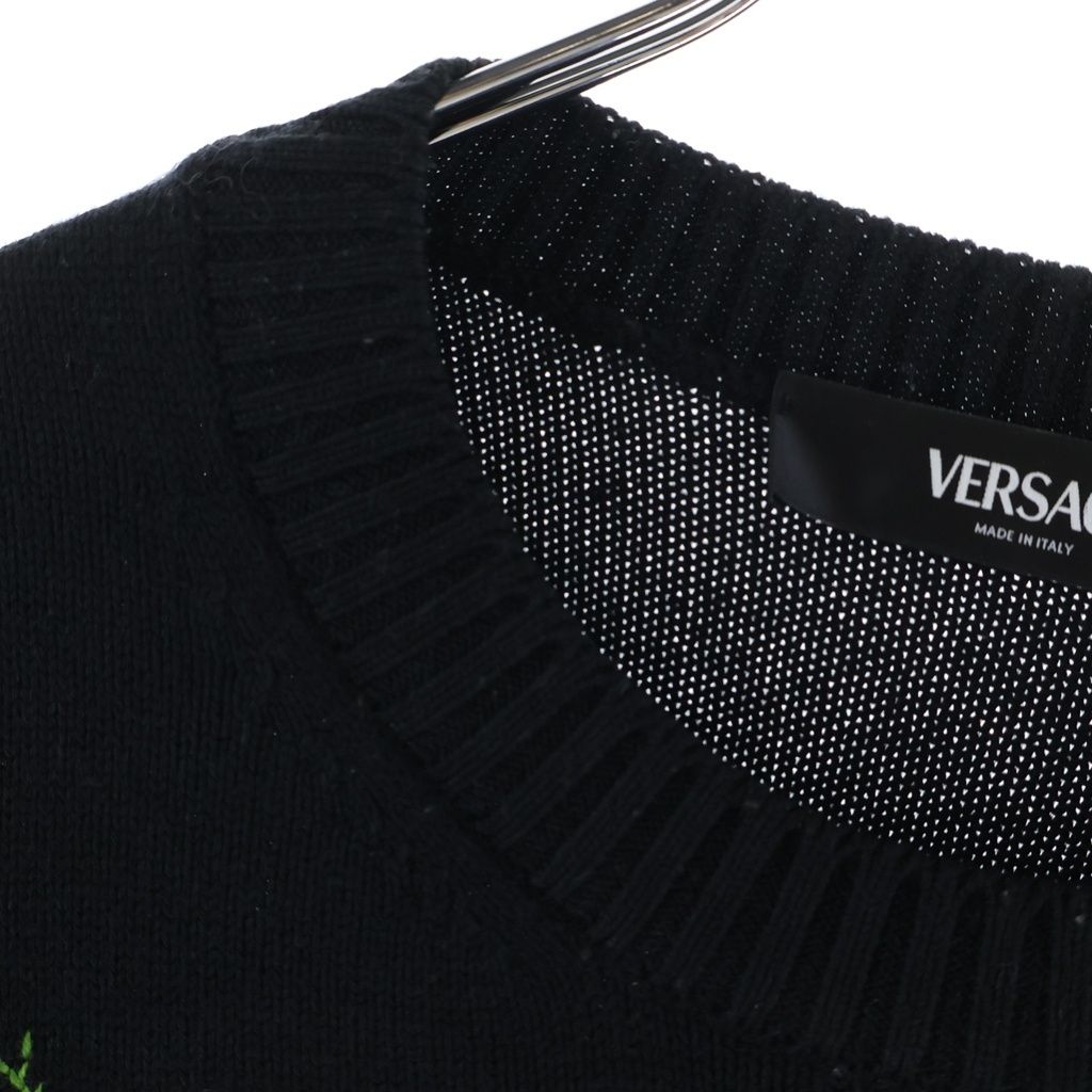 VERSACE (ヴェルサーチ) パッチロゴ ジップアップ ドライバーズニット