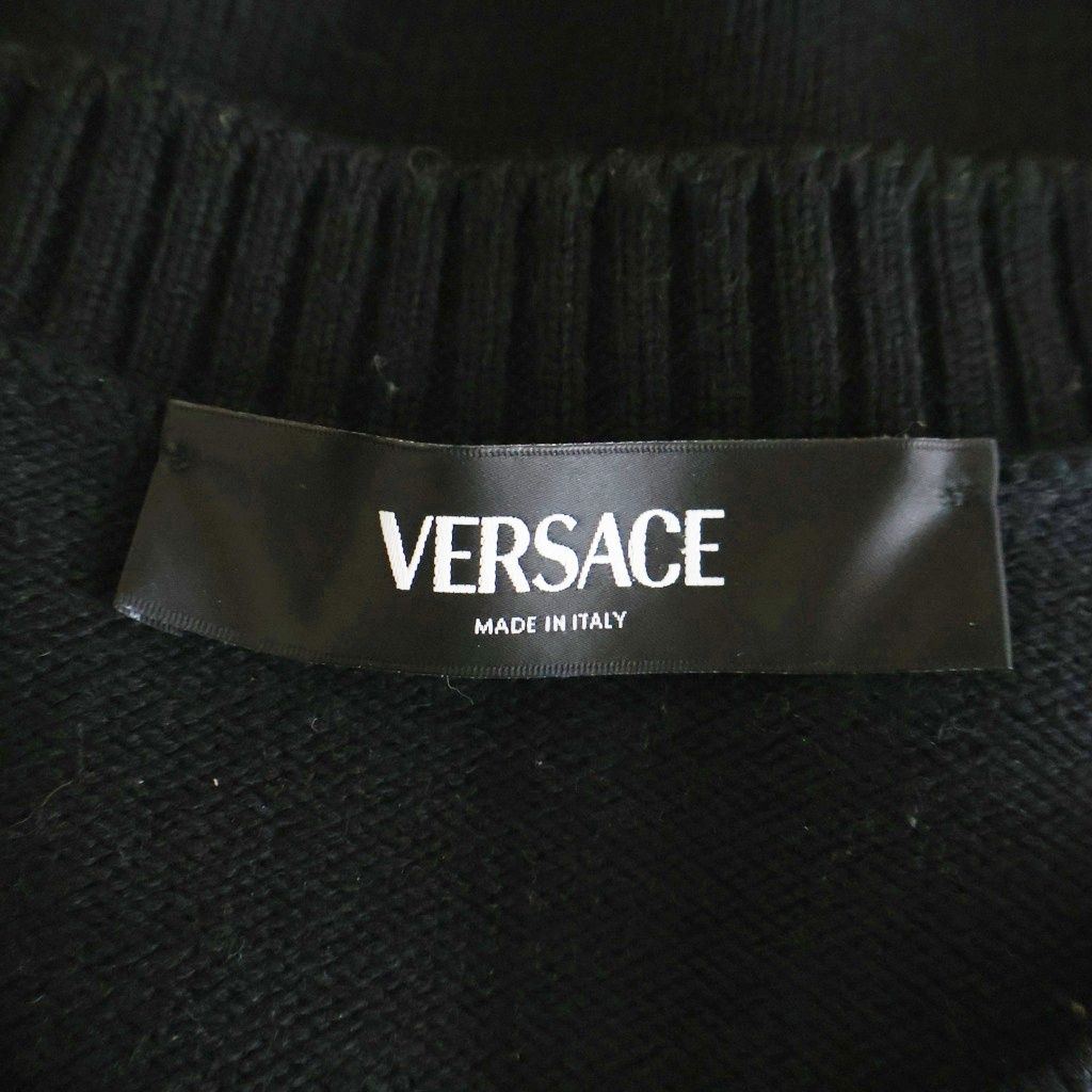 VERSACE (ヴェルサーチ) パッチロゴ ジップアップ ドライバーズニット