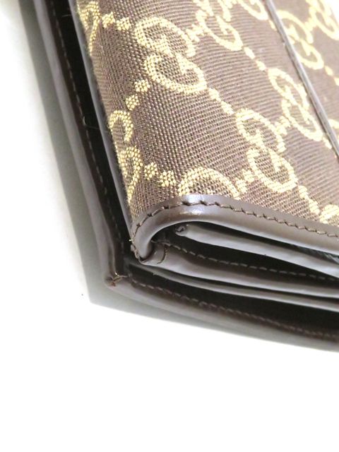 GUCCI GG二つ折ZIP長財布 ダークブラウン キャンバス/レザー 035・2888