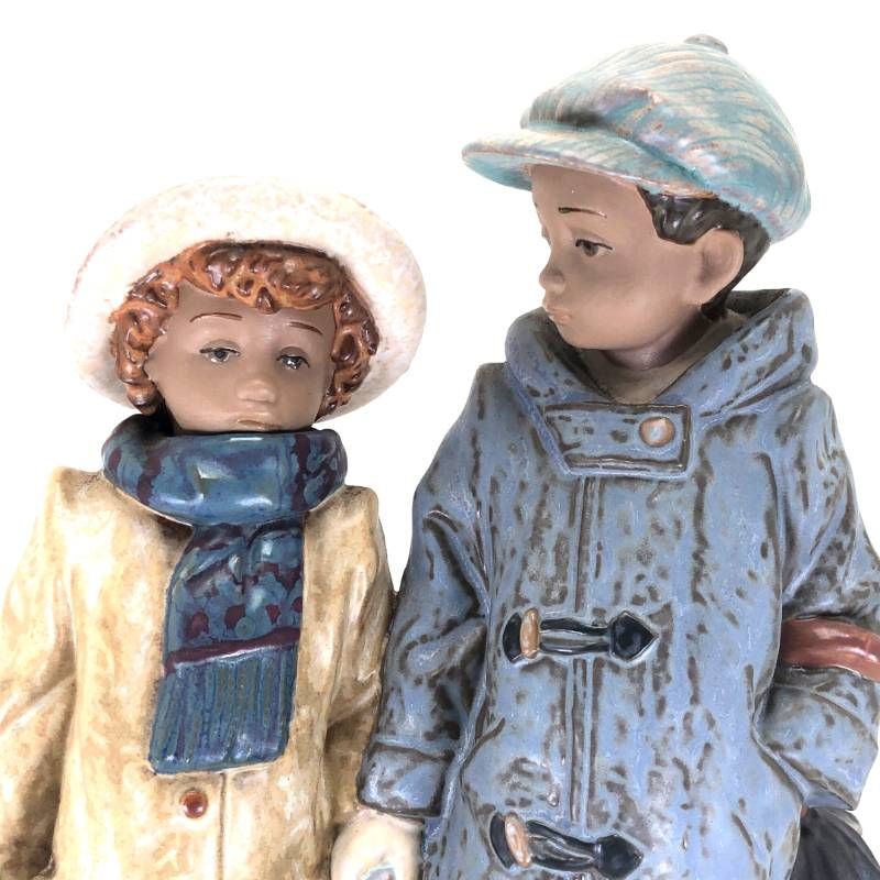 美品】LLADRO リヤドロ／寒い日の登校／2242／陶器／マルチカラー