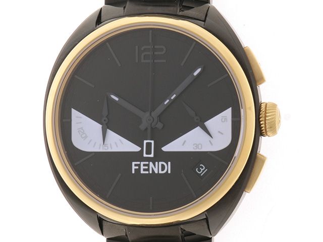 FENDI フェンディ ウォッチ モンスターバグズ クロノ 時計 21200G 腕時計 ステンレス/セラミック ブラック クオーツ ブラック文字盤 メンズ433
