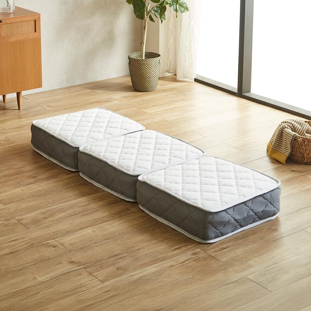 ネルコンシェルジュ ポケットコイル マットレス 三つ折り ごろ寝 バリューマットレス 60×180 厚み20cm 幅60cm/ホワイトpms