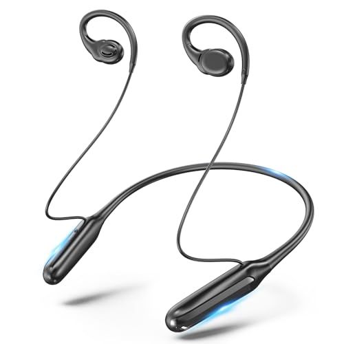 オープンイヤー イヤホン bluetooth ネックバンド型耳掛け式【業界最長クラス！120時間の圧倒的ロングバッテリー】 ワイヤレスイヤホン 最先端bluetooth6.0 首掛け ヘッドホン AIノイズキャンセリング マイク付き HIFI 音漏れ抑制 Ju