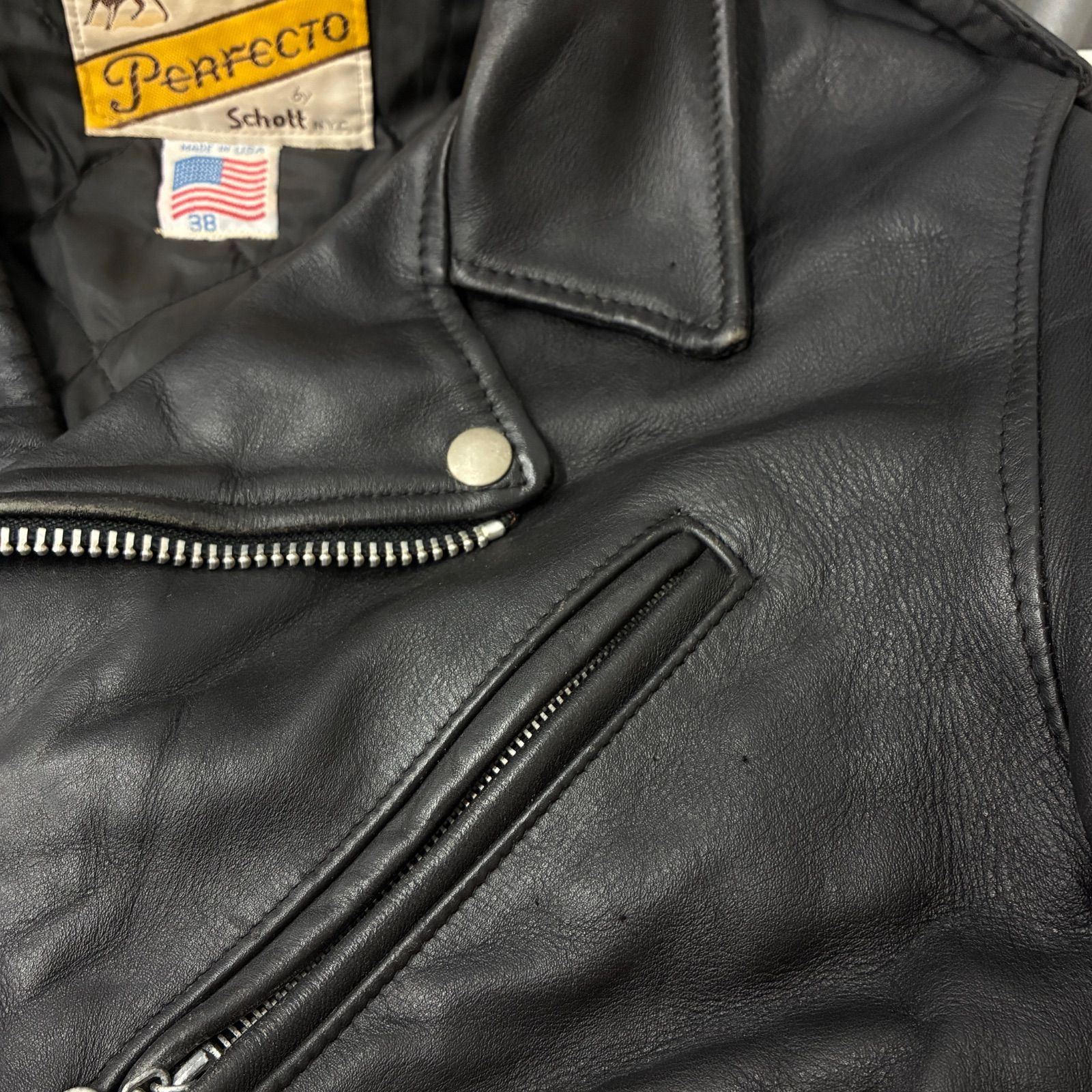 Schott ダブルライダースジャケット 牛タグ ワンスター USA製 - メルカリ