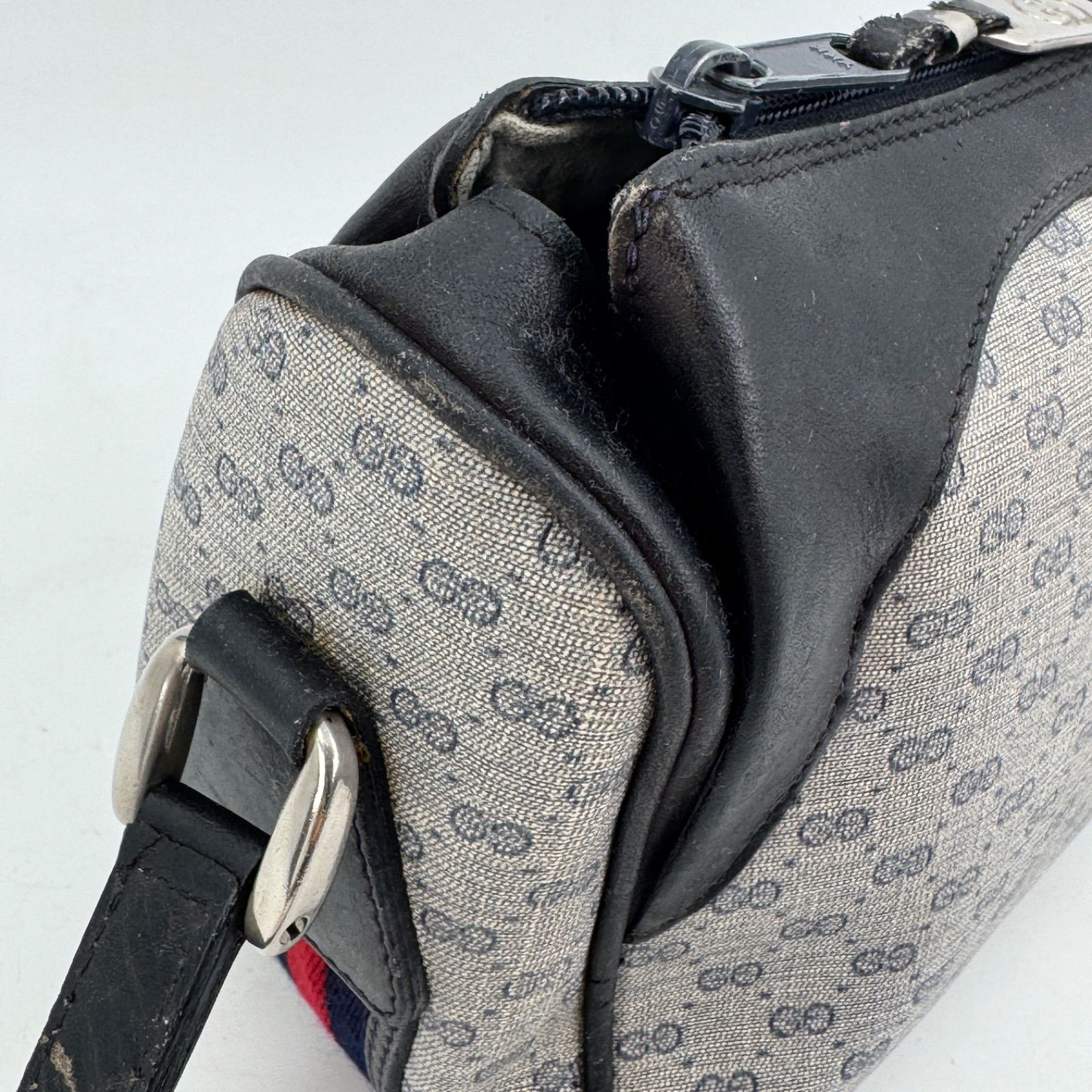 GUCCI グッチ マイクロGG シェリーライン ショルダーバッグ PVC レザー