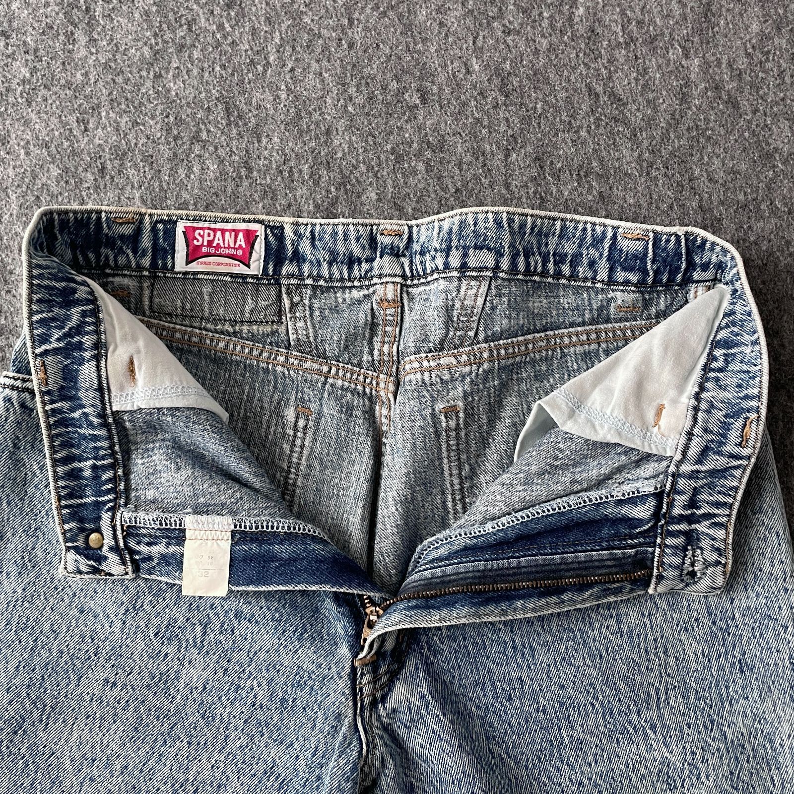 80s 90s BIG JOHN SPANA デニムパンツ ケミカルウォッシュ ワイド 