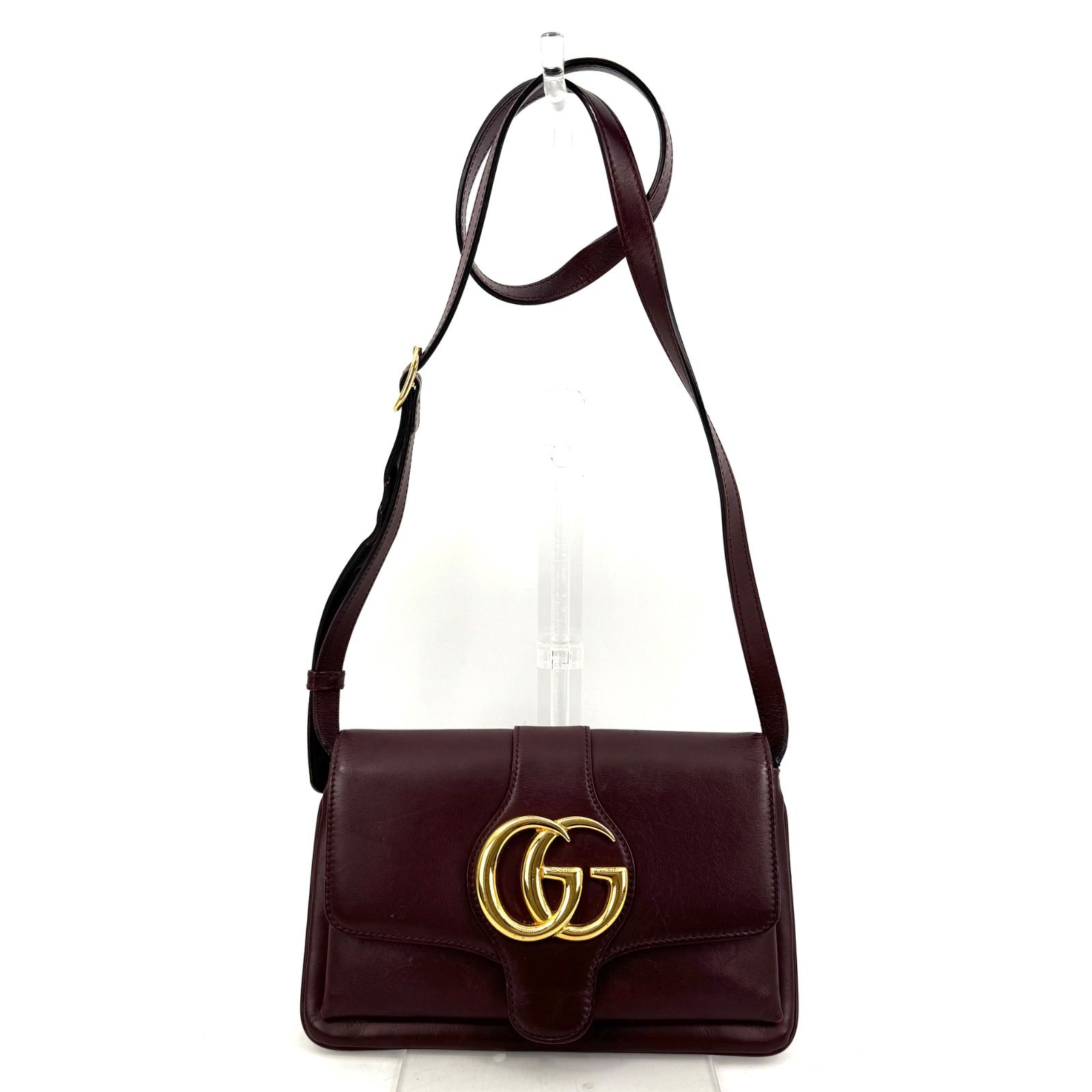 GUCCI グッチ アリー GGマーモント ショルダーバッグ レザー ボルドー