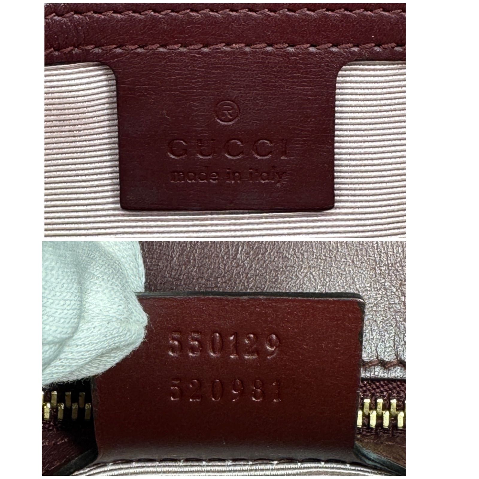 GUCCI グッチ アリー GGマーモント ショルダーバッグ レザー ボルドー