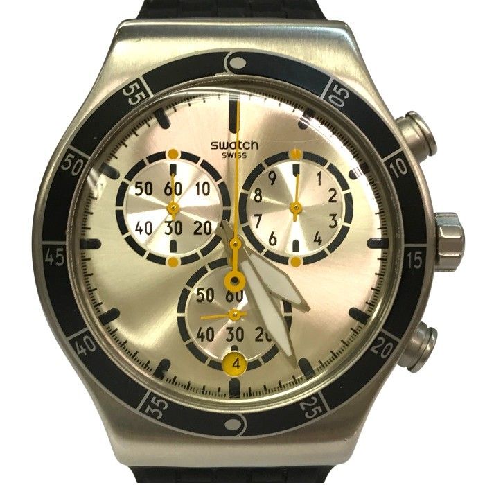 SWATCH NEW IRONY CHRONO JUMP HIGH 腕時計 メンズ アナログ クォーツ アイロニー クロノグラフ ラウンド SS シルバー YVS420 中古 T1 SWATCH NEW IRONY CHRONO JUMP HIGH 腕時計 メンズ アナログ クォーツ