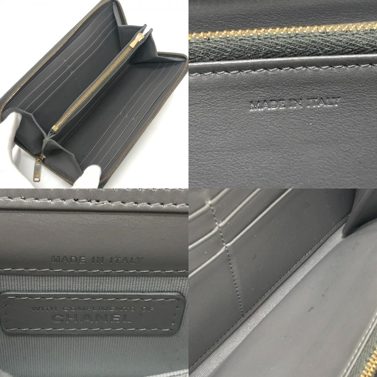 CELINE セリーヌ 長財布 ロゴ レザー グレー - メルカリ