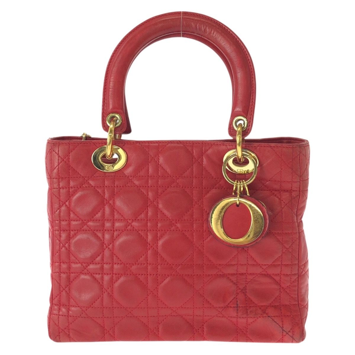 Diorレディディオール カナージュレッド　ヴィンテージ 正規品 Christian Dior クリスチャンディオール ヴィンテージ レディ