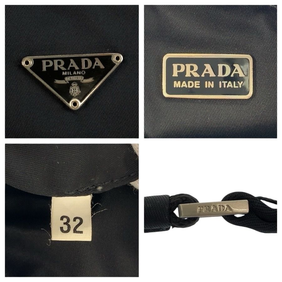 美品 PRADA プラダ テスート 三角ロゴプレート ブラック 黒 シルバー