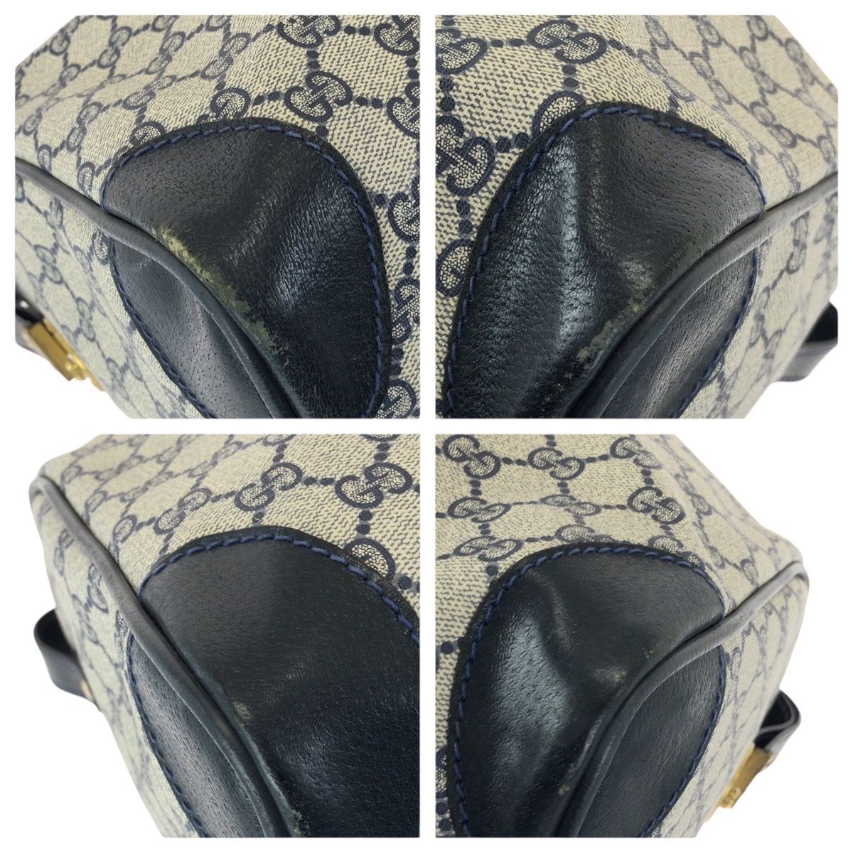 GUCCI グッチ ヴィンテージ オールドグッチ ネイビー ゴールド金具 GG