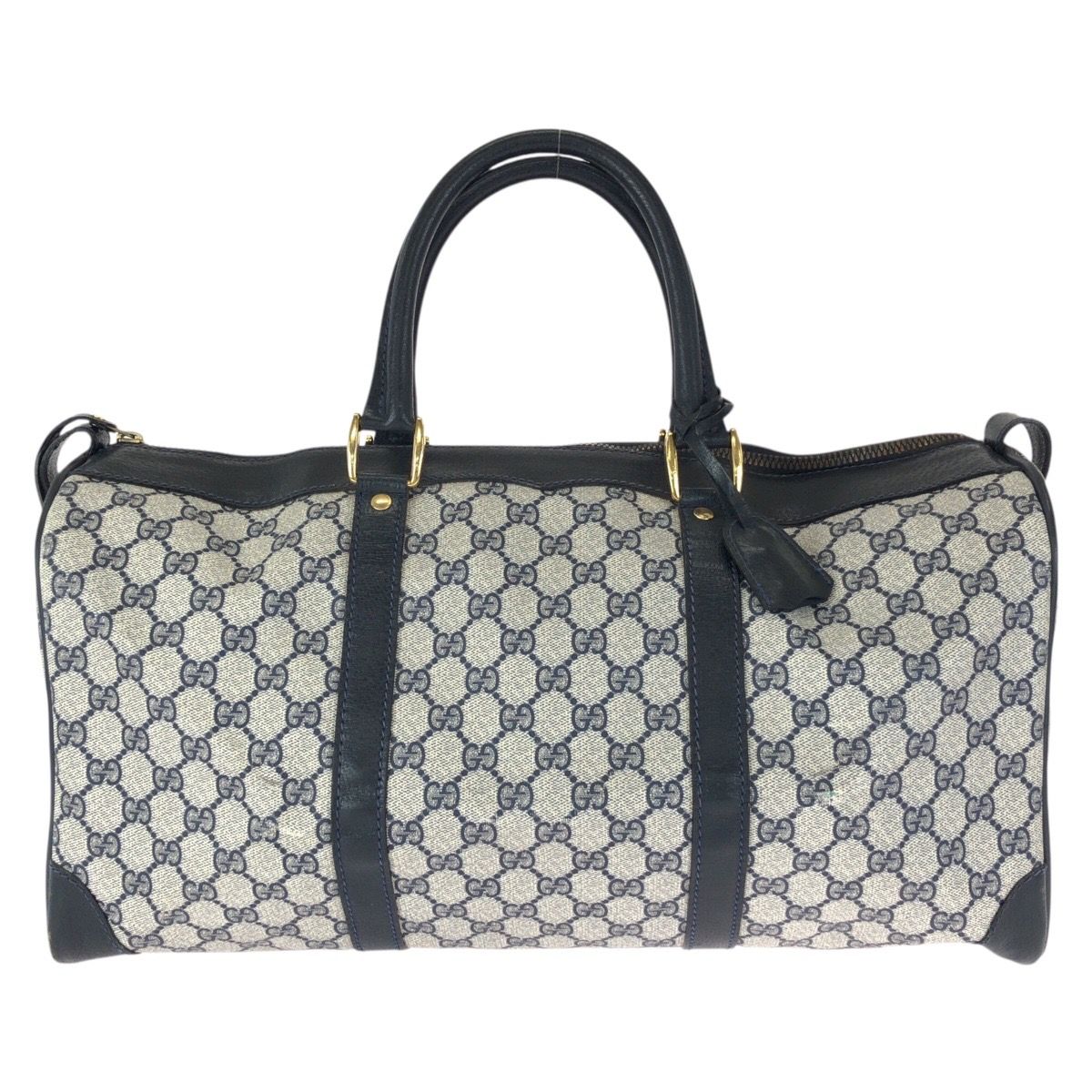 希少サイズ　オールドグッチ ボストンバッグ　GGスプリーム　グッチ　ゴールド金具 GUCCI グッチ ヴィンテージ オールドグッチ ネイビー ゴールド金具 GG