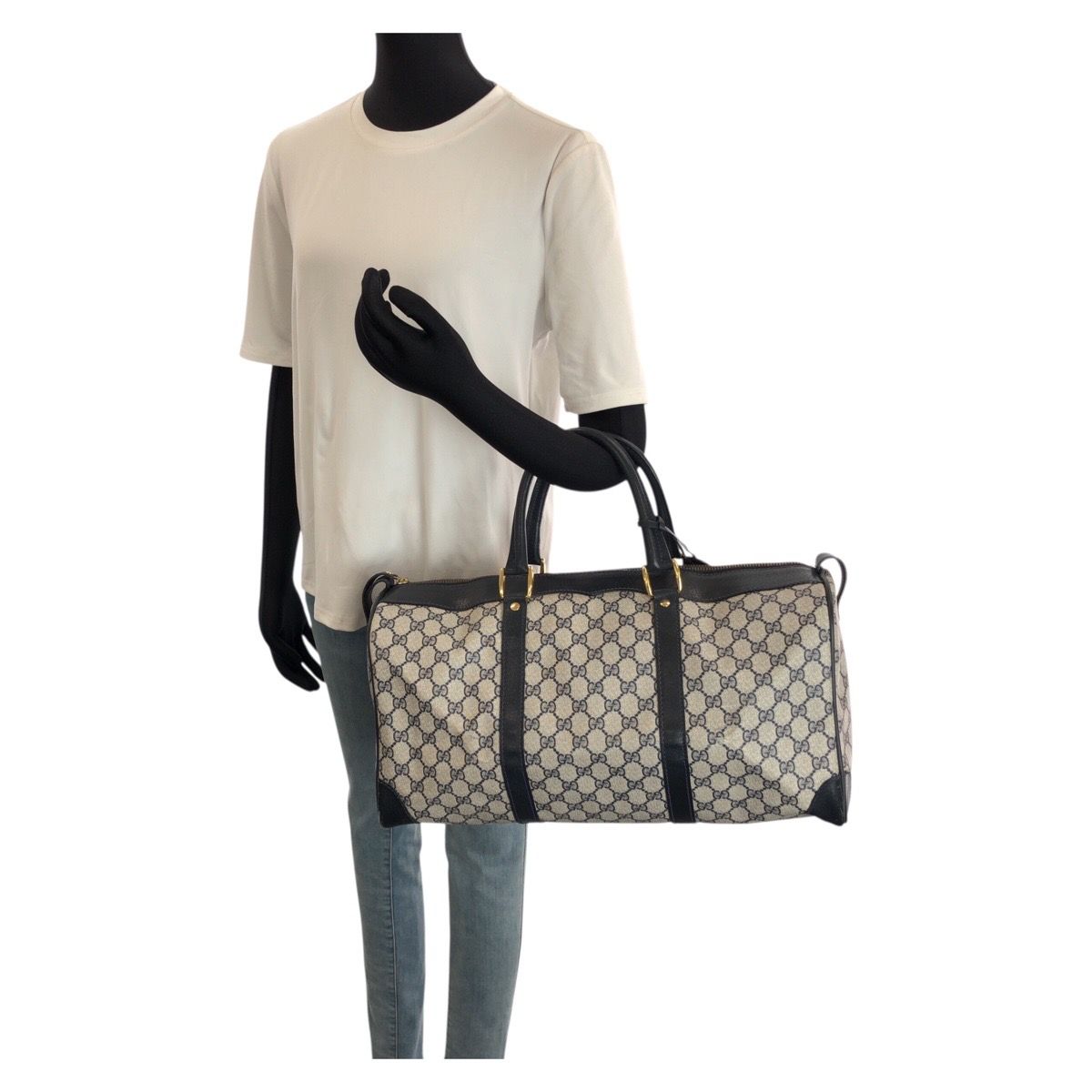 GUCCI グッチ ヴィンテージ オールドグッチ ネイビー ゴールド金具 GG