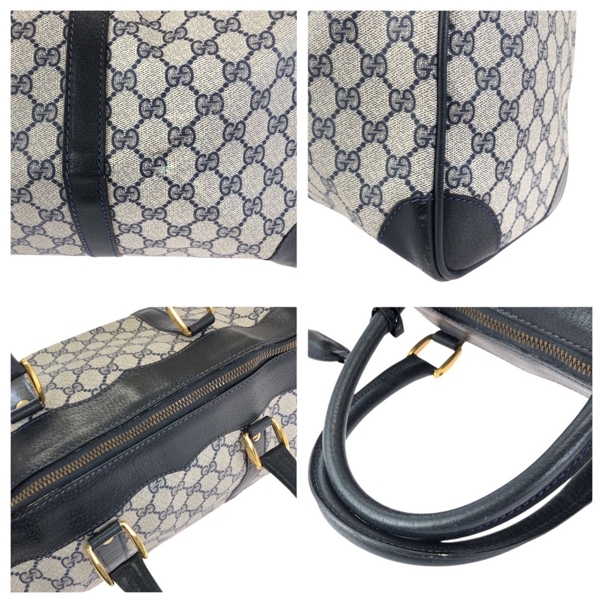 GUCCI グッチ ヴィンテージ オールドグッチ ネイビー ゴールド金具 GG