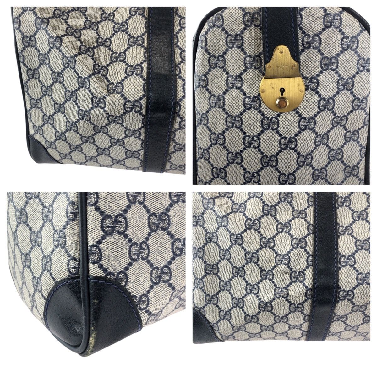 GUCCI グッチ ヴィンテージ オールドグッチ ネイビー ゴールド金具 GG