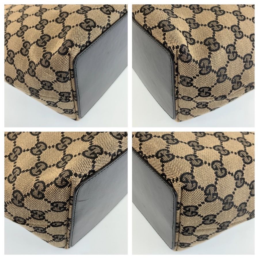 GUCCI トートバッグ GG柄 ゴールド金具 キャンバス ブラック グッチ 美