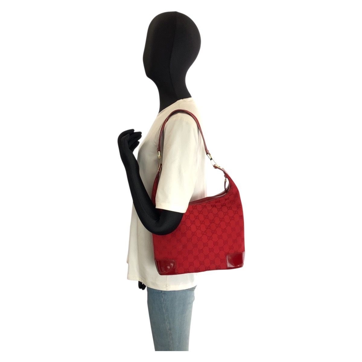 GUCCI グッチ レッド ゴールド金具 GGキャンバス/エナメル 001 4204