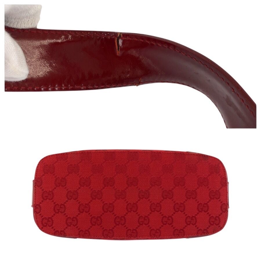 GUCCI グッチ レッド ゴールド金具 GGキャンバス/エナメル 001 4204