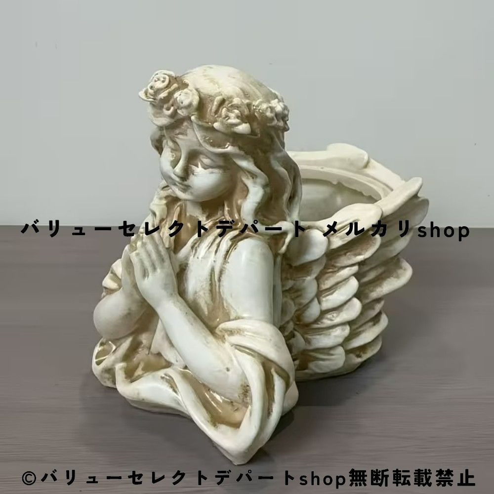 天使の置物 プランター 鉢カバー 彫刻風 オブジェ 置物 鉢 天使」の