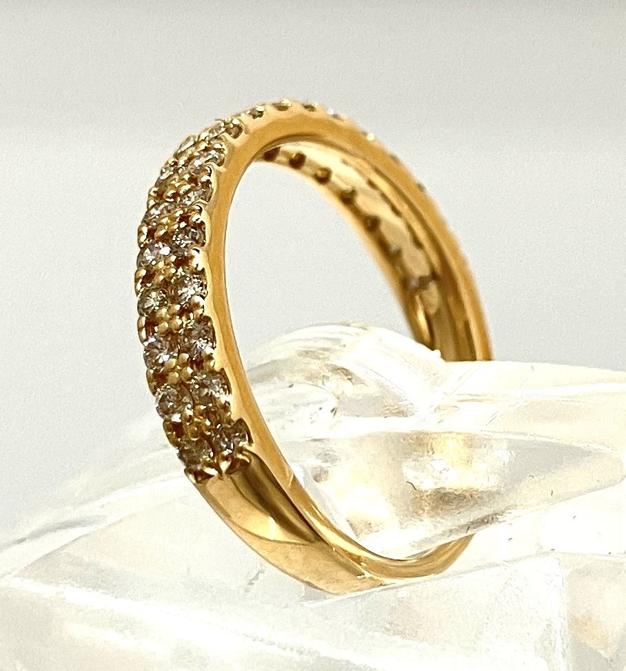 み*ん様 美品　K18 天然　ダイヤモンド 計0.03ct オープンリング 9. 新品仕上げ済/ソーティング付】 K18 天然ダイヤモンド 0.3ct リング 約