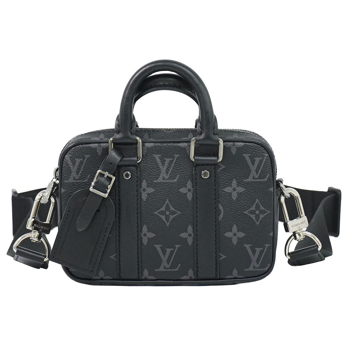 本物 ルイヴィトン LOUIS VUITTON LV ナノ ポルトドキュマン ヴォワヤージュ モノグラム エクリプス 2WAY ショルダーバッグ ブラック M82770 ビトン バッグ 中古・ 本物 ルイヴィトン LOUIS VUITTON LV ナノ ポルトドキュマン