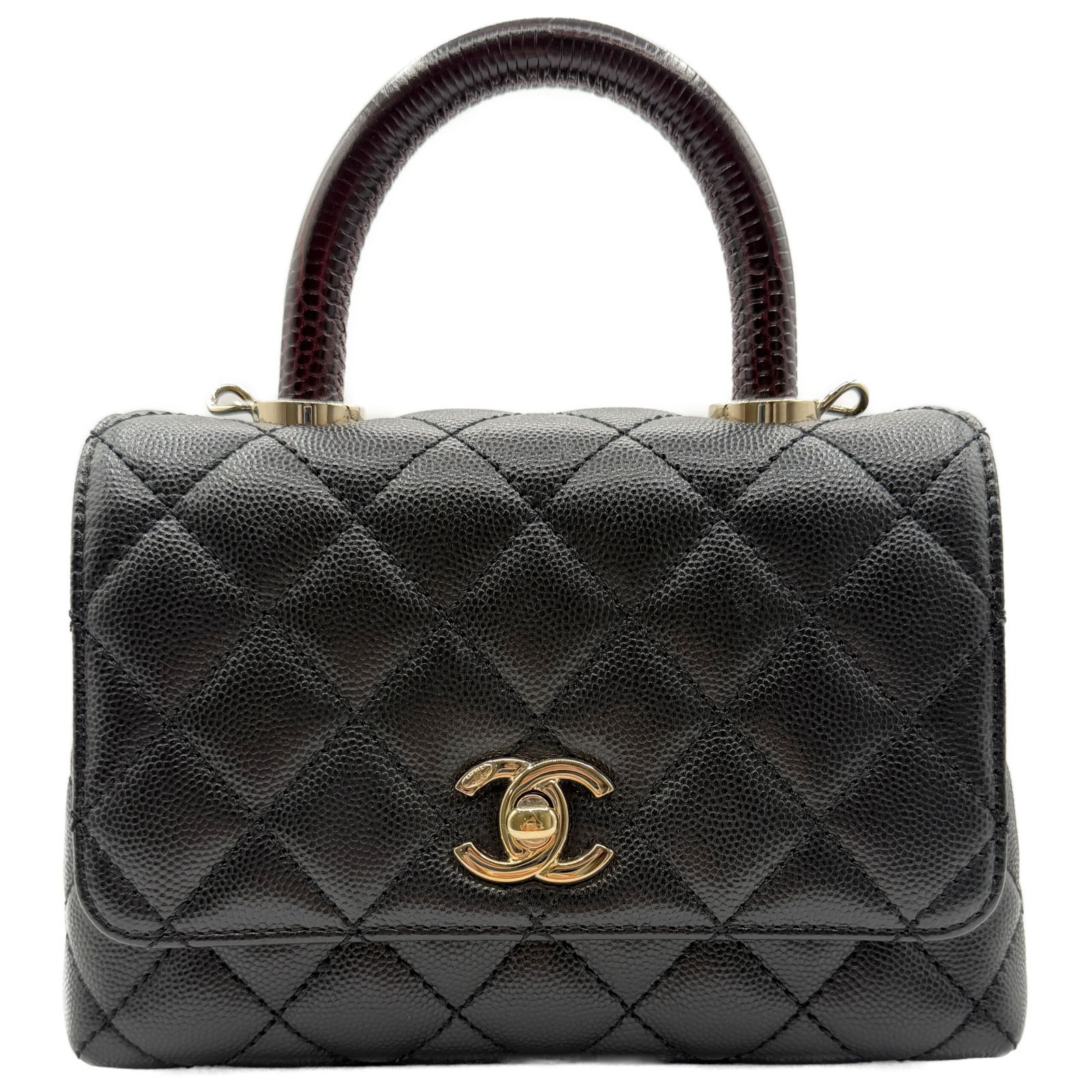 シャネル(CHANEL) マトラッセ ココハンドル19 XXS 2wayバッグ 黒 
