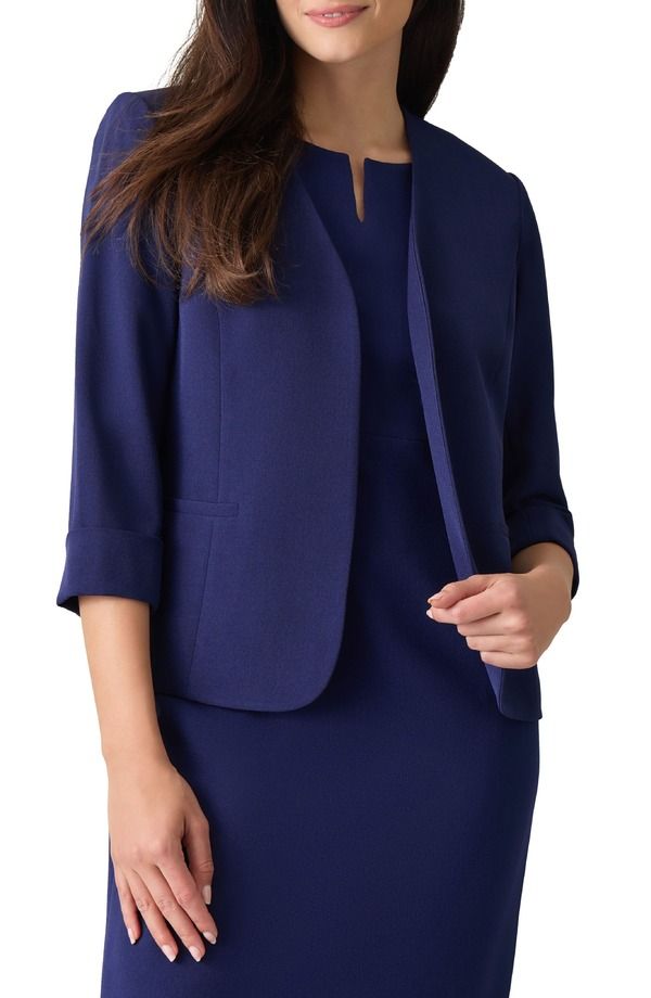カスパール レディース アウター ジャケット・ブルゾン クレープ カーディガン ブレザー KASPER CardiganStyle Stretch Crepe Blazer Kasper Navy ネ