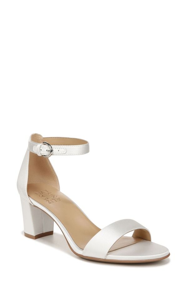 ナチュライザー レディース シューズ ヒール サンダル アンクル Naturalizer Verankle Strap Sandal Pearl White Satin Fabric ホワイト