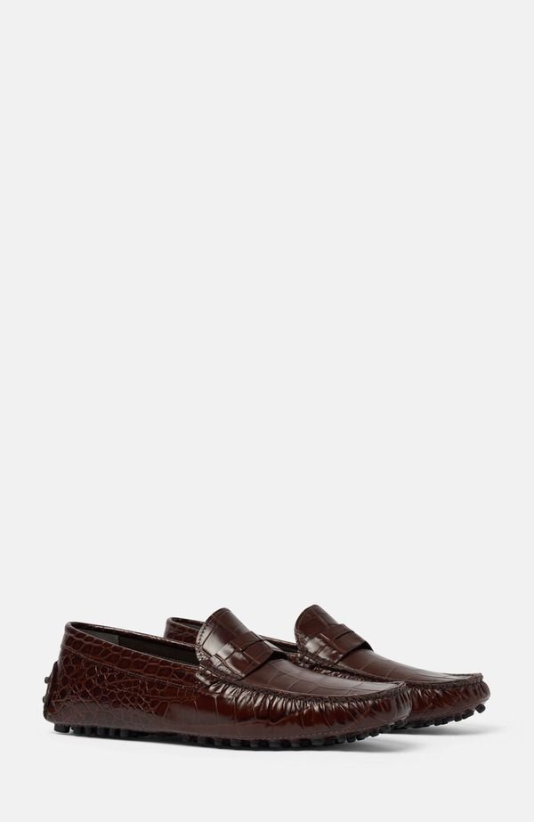 スカロッソ メンズ シューズ SCAROSSO Michael Driving Shoes Brown CrocodilePrint Calf ブラウン