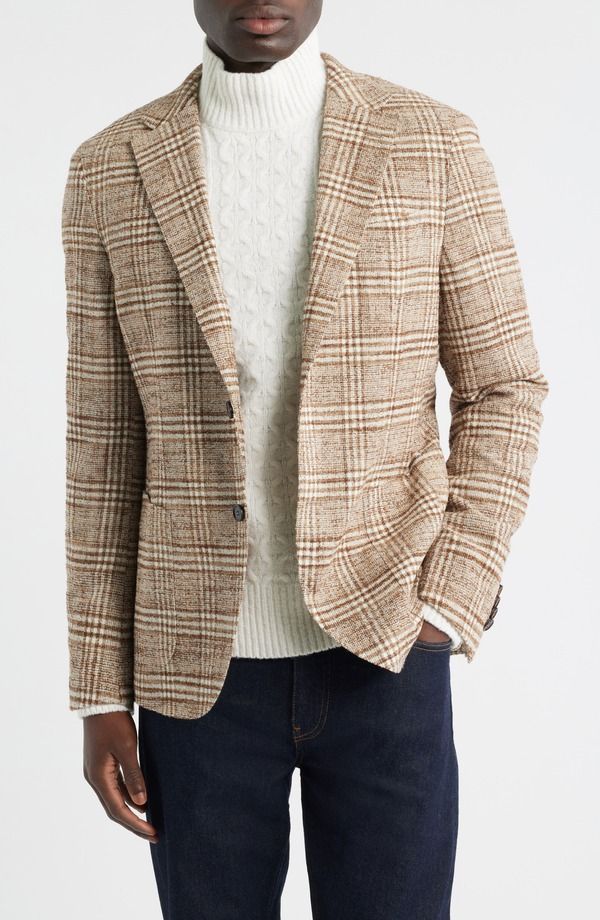ボス メンズ アウター ジャケット・ブルゾン スリムフィット コート BOSS Heston Slim Fit Plaid Sport Coat Medium Brown ブラウン