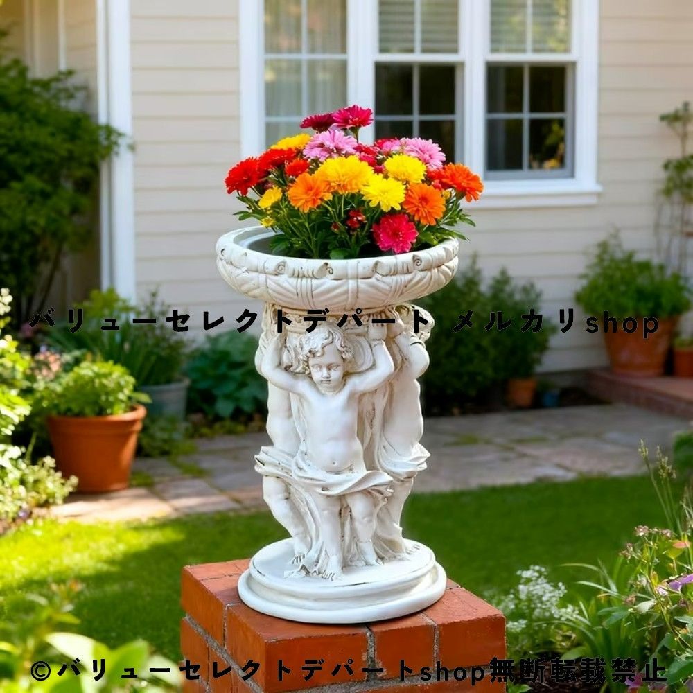 プランター エンジェル ガーデンオーナメント レトロ風 レジン製 天使 植木鉢 ヨーロピアン アンティーク調 フラワーポット ガーデニング 庭 ベランダ バルコニー テラス 観葉植物 多肉植物 花鉢 インテリア オブジェ クラシック エレガント ガーデン雑貨