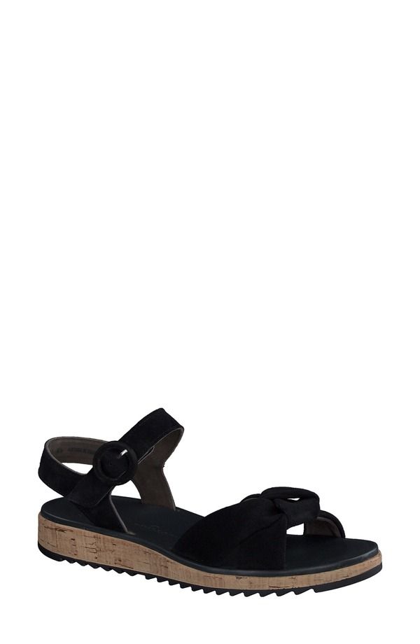 ポール・グリーン レディース シューズ ヒール プラットフォーム サンダル アンクル Paul Green Trento Ankle Straplatform Sandal Black Suede ブ